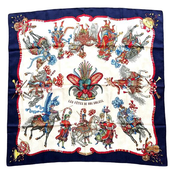 Hermès Vintage "Les Fêtes Du Roi Soleil" Celebration Silk Scarf - Picture 1 of 5